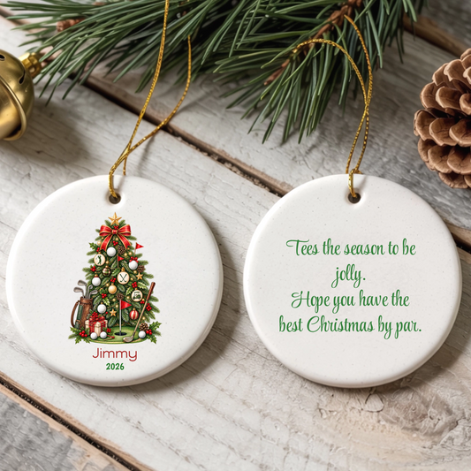 Golf Christmas Tree Personalized Ceramic Ornament