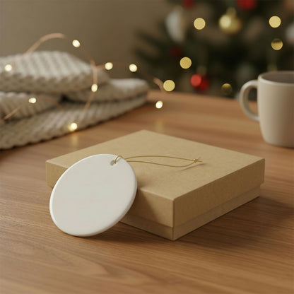 Photo Round Ceramic Ornament with Custom Text